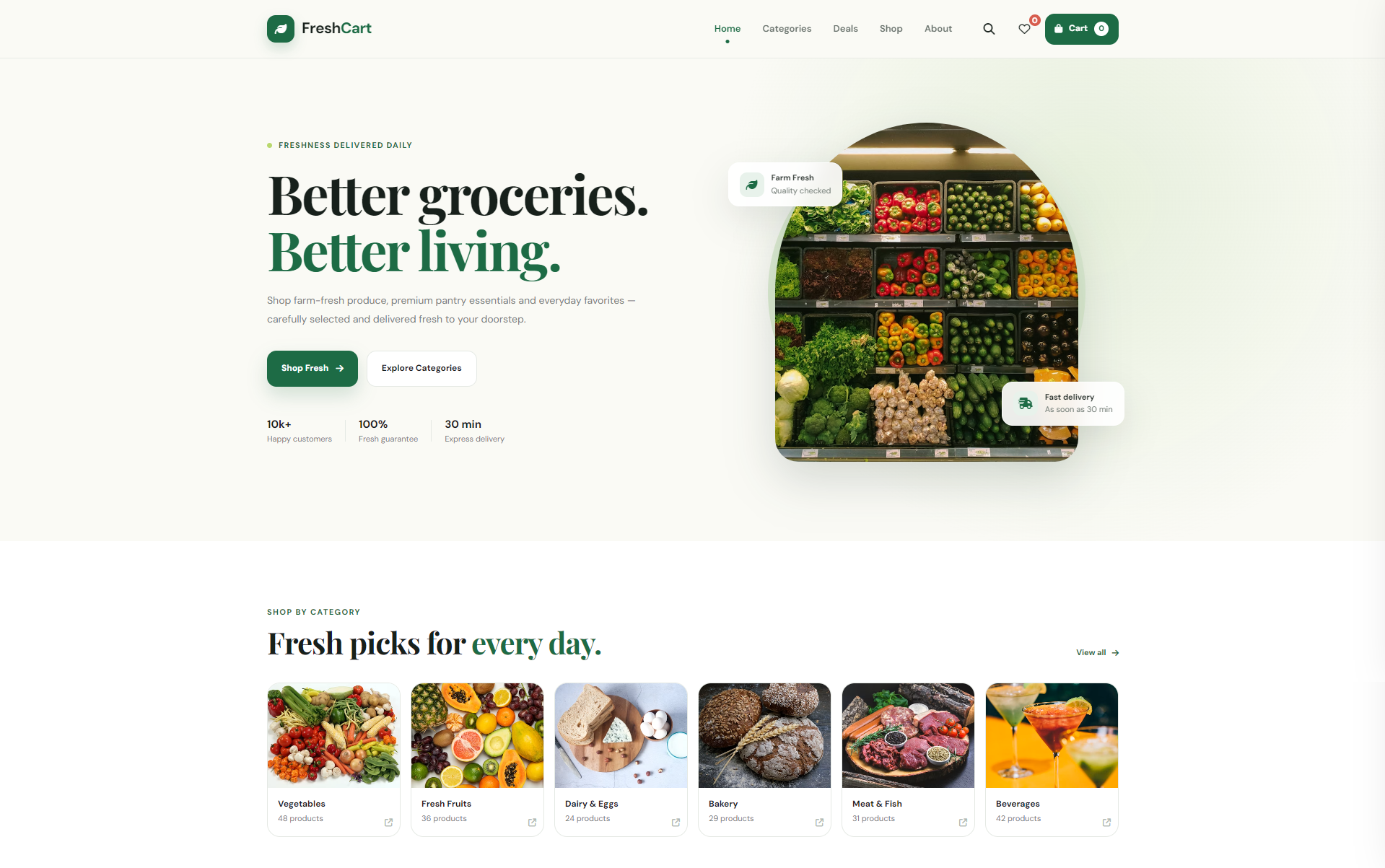 FreshCart grocery website designed by Nipunika Weeravansha